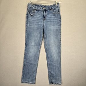 M Jeans by Maurices Mid Rise Straight Leg Blue Denim Jeans Size 12 Short